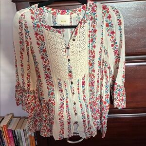 Maeve Cream and Red Floral Blouse
